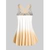 ROSE GAL Womens Plus Size Curve Ombre Color Floral Print Crisscross Modest Tankini Swimsuit Set(Yellow_1)