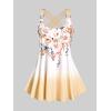 ROSE GAL Womens Plus Size Curve Ombre Color Floral Print Crisscross Modest Tankini Swimsuit Set(Yellow_1)