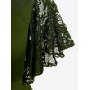 ROSE GAL Women’s Plus Size Flower Lace T-Shirt Curve Flower Lace Insert Criss Cross Batwing Sleeve Handkerchief Top(Army Green)