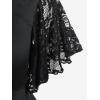 ROSE GAL Women’s Plus Size Flower Lace T-Shirt Curve Flower Lace Insert Criss Cross Batwing Sleeve Handkerchief Top(Black)