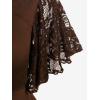 ROSE GAL Women’s Plus Size Flower Lace T-Shirt Curve Flower Lace Insert Criss Cross Batwing Sleeve Handkerchief Top(Coffee)