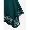 ROSE GAL Women’s Plus Size Flower Lace T-Shirt Curve Flower Lace Insert Criss Cross Batwing Sleeve Handkerchief Top(Peacock Blue)