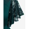 ROSE GAL Women’s Plus Size Flower Lace T-Shirt Curve Flower Lace Insert Criss Cross Batwing Sleeve Handkerchief Top(Peacock Blue)