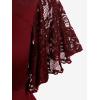 ROSE GAL Women’s Plus Size Flower Lace T-Shirt Curve Flower Lace Insert Criss Cross Batwing Sleeve Handkerchief Top(Red)