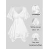 ROSE GAL Women’s Plus Size Flower Lace T-Shirt Curve Flower Lace Insert Criss Cross Batwing Sleeve Handkerchief Top(White)