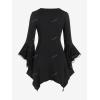 ROSE GAL Womens Plus Size Gothic Bell Sleeve Skull Lace Handkerchief Tee(Black_100)