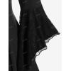 ROSE GAL Womens Plus Size Gothic Bell Sleeve Skull Lace Handkerchief Tee(Black_100)