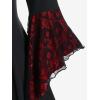 ROSE GAL Womens Plus Size Gothic Bell Sleeve Skull Lace Handkerchief Tee(Black_15)