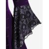 ROSE GAL Womens Plus Size Gothic Bell Sleeve Skull Lace Handkerchief Tee(Concord_100)