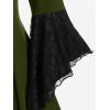 ROSE GAL Womens Plus Size Gothic Bell Sleeve Skull Lace Handkerchief Tee(Green_1)