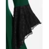 ROSE GAL Womens Plus Size Gothic Bell Sleeve Skull Lace Handkerchief Tee(Green_2)
