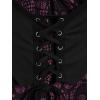 ROSE GAL Womens Plus Size Gothic Bell Sleeve Skull Lace Handkerchief Tee(Pink_1)