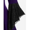 ROSE GAL Womens Plus Size Gothic Bell Sleeve Skull Lace Handkerchief Tee(Purple_1)