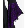 ROSE GAL Womens Plus Size Gothic Bell Sleeve Skull Lace Handkerchief Tee(Purple_100)