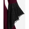 ROSE GAL Womens Plus Size Gothic Bell Sleeve Skull Lace Handkerchief Tee(Red_2)