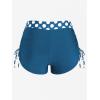 ROSE GAL Womens Plus Size Polka Dot Halter Twist Cinched Ruched Boyshorts Tankini Swimwear(Blue_2)