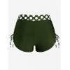 ROSE GAL Womens Plus Size Polka Dot Halter Twist Cinched Ruched Boyshorts Tankini Swimwear(Deep Green_1)