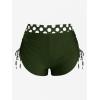 ROSE GAL Womens Plus Size Polka Dot Halter Twist Cinched Ruched Boyshorts Tankini Swimwear(Deep Green_1)