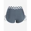 ROSE GAL Womens Plus Size Polka Dot Halter Twist Cinched Ruched Boyshorts Tankini Swimwear(Gray_1)