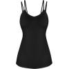 ROSE GAL Womens Plus Size Sheer Lace Button Front Long Sleeve Blouse and Cami Top Twinset(Black)