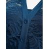 ROSE GAL Womens Plus Size Sheer Lace Button Front Long Sleeve Blouse and Cami Top Twinset(Blue)