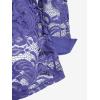 ROSE GAL Womens Plus Size Sheer Lace Button Front Long Sleeve Blouse and Cami Top Twinset(Blue_1)