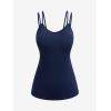ROSE GAL Womens Plus Size Sheer Lace Button Front Long Sleeve Blouse and Cami Top Twinset(Deep Blue)