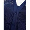 ROSE GAL Womens Plus Size Sheer Lace Button Front Long Sleeve Blouse and Cami Top Twinset(Deep Blue)