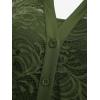 ROSE GAL Womens Plus Size Sheer Lace Button Front Long Sleeve Blouse and Cami Top Twinset(Deep Green)