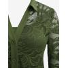 ROSE GAL Womens Plus Size Sheer Lace Button Front Long Sleeve Blouse and Cami Top Twinset(Deep Green)