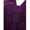ROSE GAL Womens Plus Size Sheer Lace Button Front Long Sleeve Blouse and Cami Top Twinset(Deep Purple)