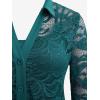 ROSE GAL Womens Plus Size Sheer Lace Button Front Long Sleeve Blouse and Cami Top Twinset(Green)
