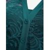 ROSE GAL Womens Plus Size Sheer Lace Button Front Long Sleeve Blouse and Cami Top Twinset(Green)