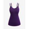 ROSE GAL Womens Plus Size Sheer Lace Button Front Long Sleeve Blouse and Cami Top Twinset(Purple)