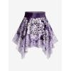 Rosegal Plus Size Ethnic Printed Ombre O-Ring Padded Three Piece Skirt Tankini Swimsuit(Deep Purple)