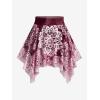 Rosegal Plus Size Ethnic Printed Ombre O-Ring Padded Three Piece Skirt Tankini Swimsuit(Deep Red)