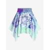 Rosegal Plus Size Ethnic Printed Ombre O-Ring Padded Three Piece Skirt Tankini Swimsuit(Green_1)