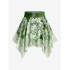 Rosegal Plus Size Ethnic Printed Ombre O-Ring Padded Three Piece Skirt Tankini Swimsuit(Green_2)