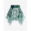 Rosegal Plus Size Ethnic Printed Ombre O-Ring Padded Three Piece Skirt Tankini Swimsuit(Green_3)