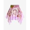 Rosegal Plus Size Ethnic Printed Ombre O-Ring Padded Three Piece Skirt Tankini Swimsuit(Pink_1)