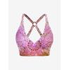 Rosegal Plus Size Ethnic Printed Ombre O-Ring Padded Three Piece Skirt Tankini Swimsuit(Pink_1)