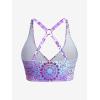 Rosegal Plus Size Ethnic Printed Ombre O-Ring Padded Three Piece Skirt Tankini Swimsuit(Purple)