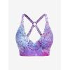 Rosegal Plus Size Ethnic Printed Ombre O-Ring Padded Three Piece Skirt Tankini Swimsuit(Purple)