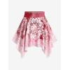 Rosegal Plus Size Ethnic Printed Ombre O-Ring Padded Three Piece Skirt Tankini Swimsuit(Red)
