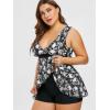 Rosegal Plus Size Women 2 Piece Swimsuit Skull Rose Print Layered Tankini Swimwear(Black)