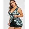 Rosegal Plus Size Women 2 Piece Swimsuit Skull Rose Print Layered Tankini Swimwear(Green)