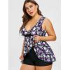 Rosegal Plus Size Women 2 Piece Swimsuit Skull Rose Print Layered Tankini Swimwear(Purple)