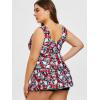 Rosegal Plus Size Women 2 Piece Swimsuit Skull Rose Print Layered Tankini Swimwear(Red_3)