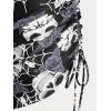 Rosegal Plus Size Women 3 Piece Tankini Swimsuit Gothic Skull Rose Spider Web Print Twist Bathing Suit(Gray)