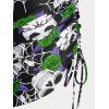 Rosegal Plus Size Women 3 Piece Tankini Swimsuit Gothic Skull Rose Spider Web Print Twist Bathing Suit(Green_1)